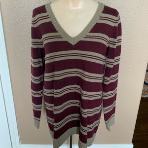 “Jack” maroon & beige striped sweater size Small